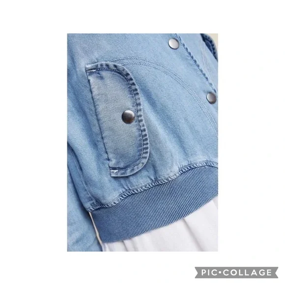 Anthropologie Pilcro Denim Chambray Bomber Jacket Size Small - Picture 4 of 15